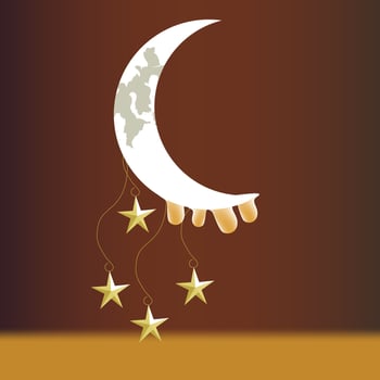 Full moon in night sky 3d vector design. Realistic detailed white glowing surface of space planets satellite, near and far sides of Moon or luna with bright light halo, space and astronomy science
