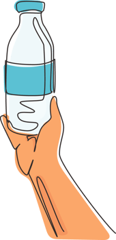 Continuous one line drawing glass bottle packaging of milk in man hand. Fresh milk, healthy food, for kids health food nutrition. Happy Day of Milk. Single line draw design graphic illustration png
