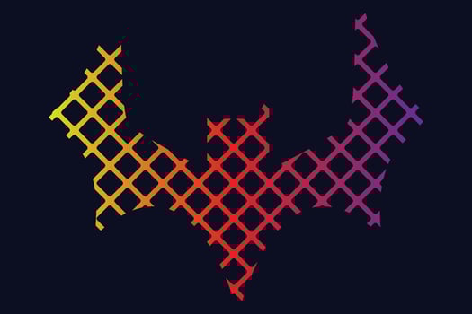 Gradient line pixel texture graph bat design on white background for halloween festival vector