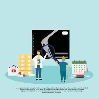 Osteopath practice. Osteoporosis concept, osteoarthritis anatomical vector
