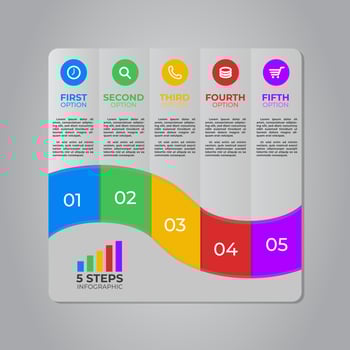 Presentation chart infographic element, 5 options vector