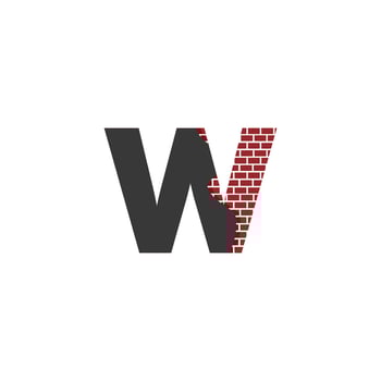 Letter W with Brick Wall logo vector design building company, Creative Initial letter and wall logo template