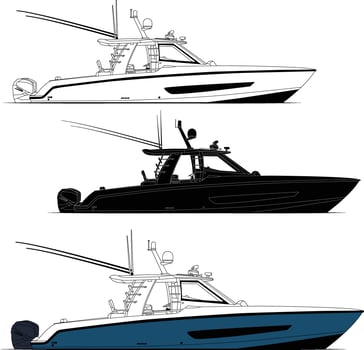 Boat vector, Fishing boat vector line art illustration and one color.