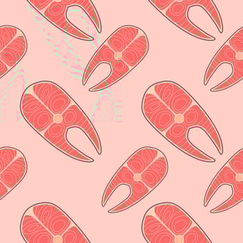 fillet salmon steak seamless pattern vector illustration