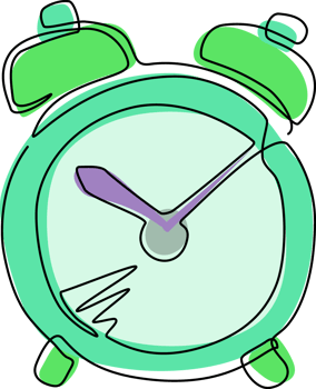 Continuous one line drawing hand drawn alarm clock isolated on white background. Old-fashioned illustration. Modern calligraphy style set. Single line draw design graphic illustration png