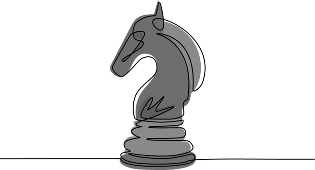 Single continuous line drawing horse knight chess logo isolated. Chess logo for web site, app and print presentation. Creative art concept. One line draw design illustration png