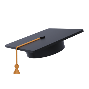 Graduation university or college black cap 3d icon education realistic illustration isolated transparent png. Element for degree ceremony and educational programs design png