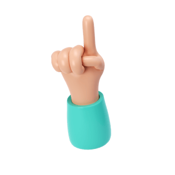 3d hand icon show push one finger counting illustration. Cartoon character. Business clip art isolated transparent png