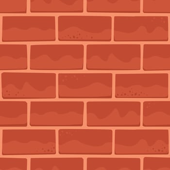 Cartoon Brick Wall of Red Color, Castle Tile Square Seamless Pattern. vector