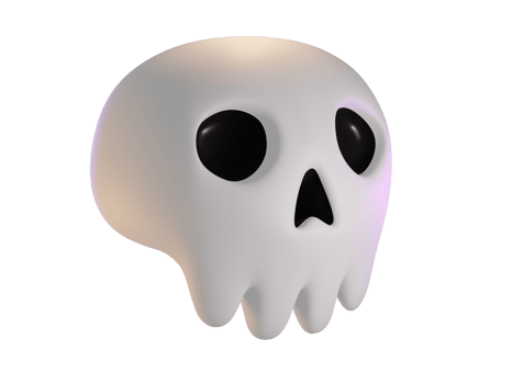 3d render of skull. Halloween celebration concept. Isolated element png