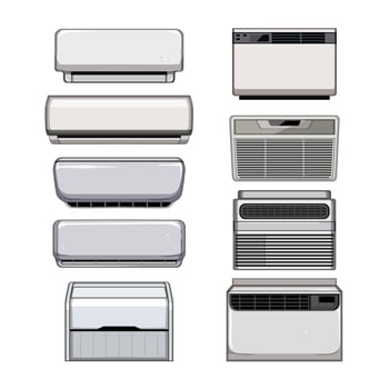 air conditioner set cartoon vector illustration