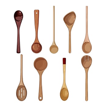 wooden spoon set cartoon vector illustration