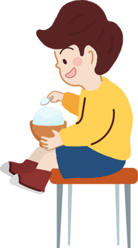 Happy Little Girl Eating Rice. Healthy Diet and Nutrition for Joyful Living. png