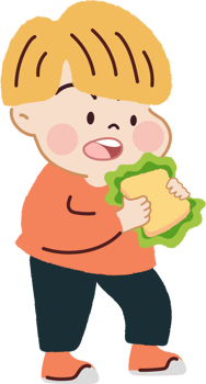 Happy Little Boy Eating Sandwich. Healthy Diet and Nutrition for Joyful Living. png