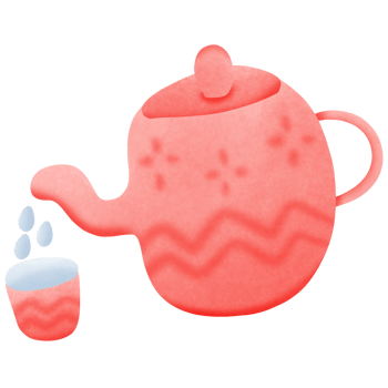 a red tea pot and cup isolated on transparent background png