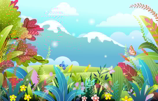 beautiful landscape scene with mountain background vector