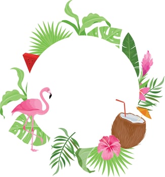 summer frame design with tropical leaves decoration vector