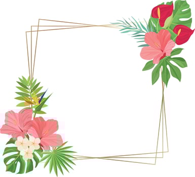 summer frame design with tropical leaves decoration vector