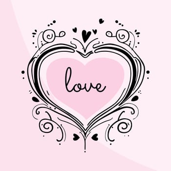 The word Love involved by a heart vector