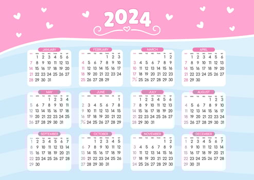 Calendar 2024 - All months vector