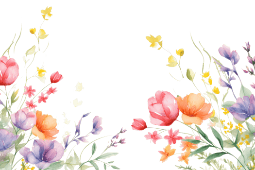 Watercolor floral border png