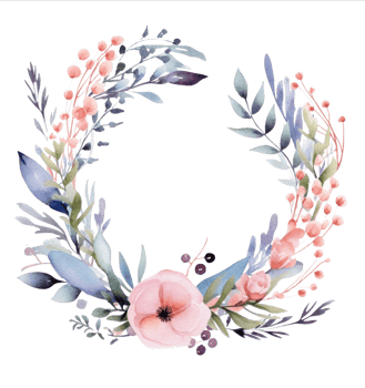 Watercolor floral wreath isolated png