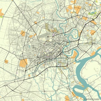 Map of Ho Chi Minh City, Vietnam vector
