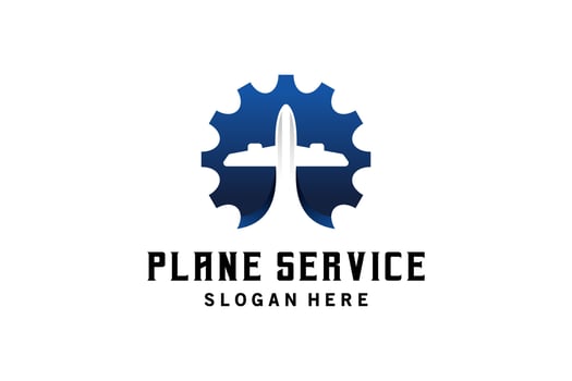 Modern aircraft repair service logo design vector