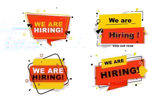 We are hiring banners collection logo vector
