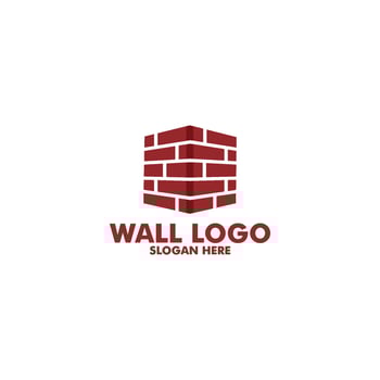 Modern Flat Brick Wall logo, Brick Wall simple modern logo template vector