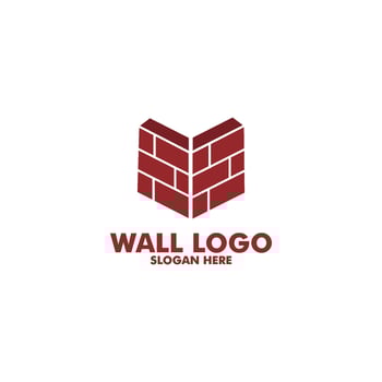 Modern Flat Brick Wall logo, Brick Wall simple modern logo template vector