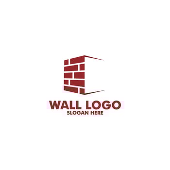 Modern Flat Brick Wall logo, Brick Wall simple modern logo template vector