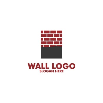 Modern Flat Brick Wall logo, Brick Wall simple modern logo template vector