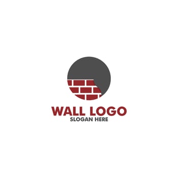 Modern Flat Brick Wall logo, Brick Wall simple modern logo template vector