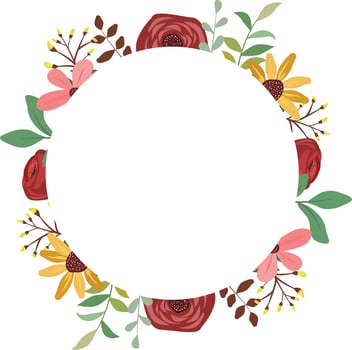 floral frame with wild flowers and leaves vector