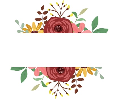 floral frame with wild flowers and leaves vector