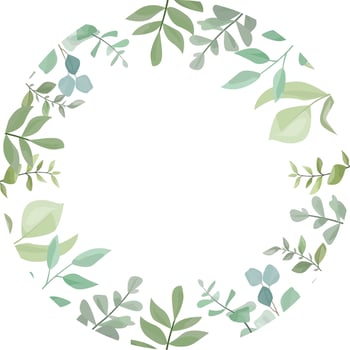 leaf border with wild leaves and eucalyptus leaves vector