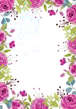wedding frame with beautiful rose bouquet decoration vector