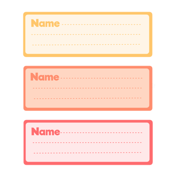 Kids Name tag colourful notebook label png