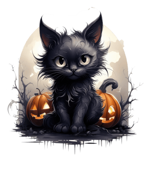 Cute cat in halloween costume isolated on transparent background . AI Generated png