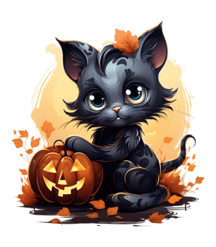 Cute cat in halloween costume isolated on transparent background . AI Generated png