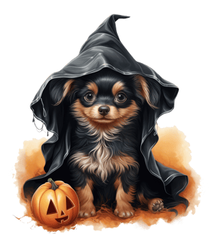 Cute dog in halloween costume isolated on transparent background . AI Generated png