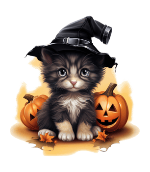 Cute cat in halloween costume isolated on transparent background . AI Generated png