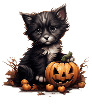 Cute cat in halloween costume isolated on transparent background . AI Generated png
