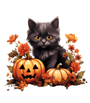Cute cat in halloween costume isolated on transparent background . AI Generated png