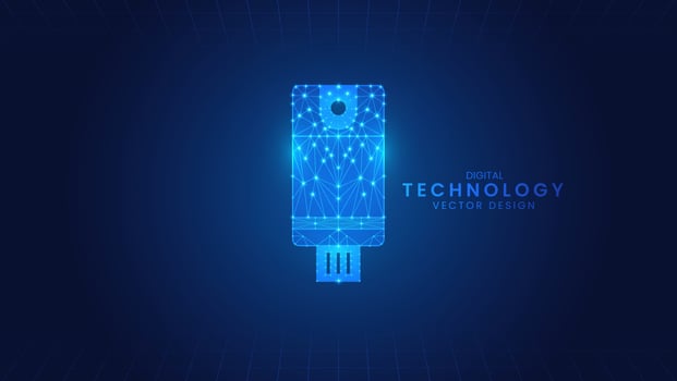 Portable usb design stick. polygone outline concept vector