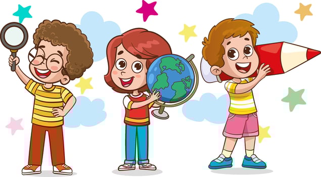 kid education vector illustration design.vector illustrations of cute kids with colored pencils