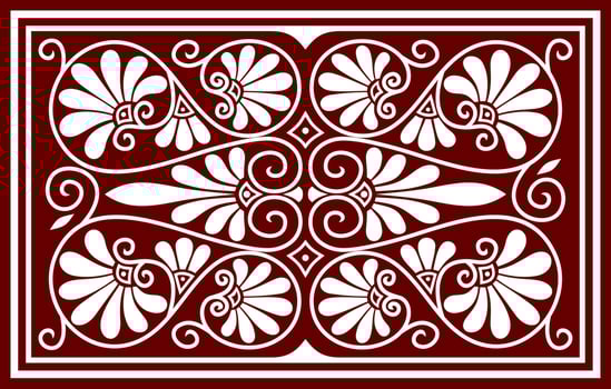Vector red and black colored square ornament of ancient Greece. Classic tile pattern of the Roman Empire