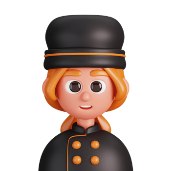 Portrait of a female chef in black uniform isolated. Essential workers avatar icons. Characters for social media, user profile, website and app. 3d Render illustration png