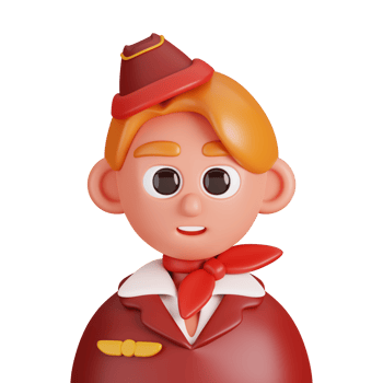 Portrait of an Air Stewardess or air hostess isolated. Essential workers avatar icons. Characters for social media, user profile, website and app. 3d Render illustration. png